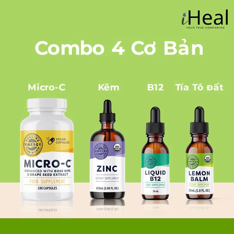 Combo Vimergy Micro-C 180v + Zinc 115ml + B12 + Lemon Balm